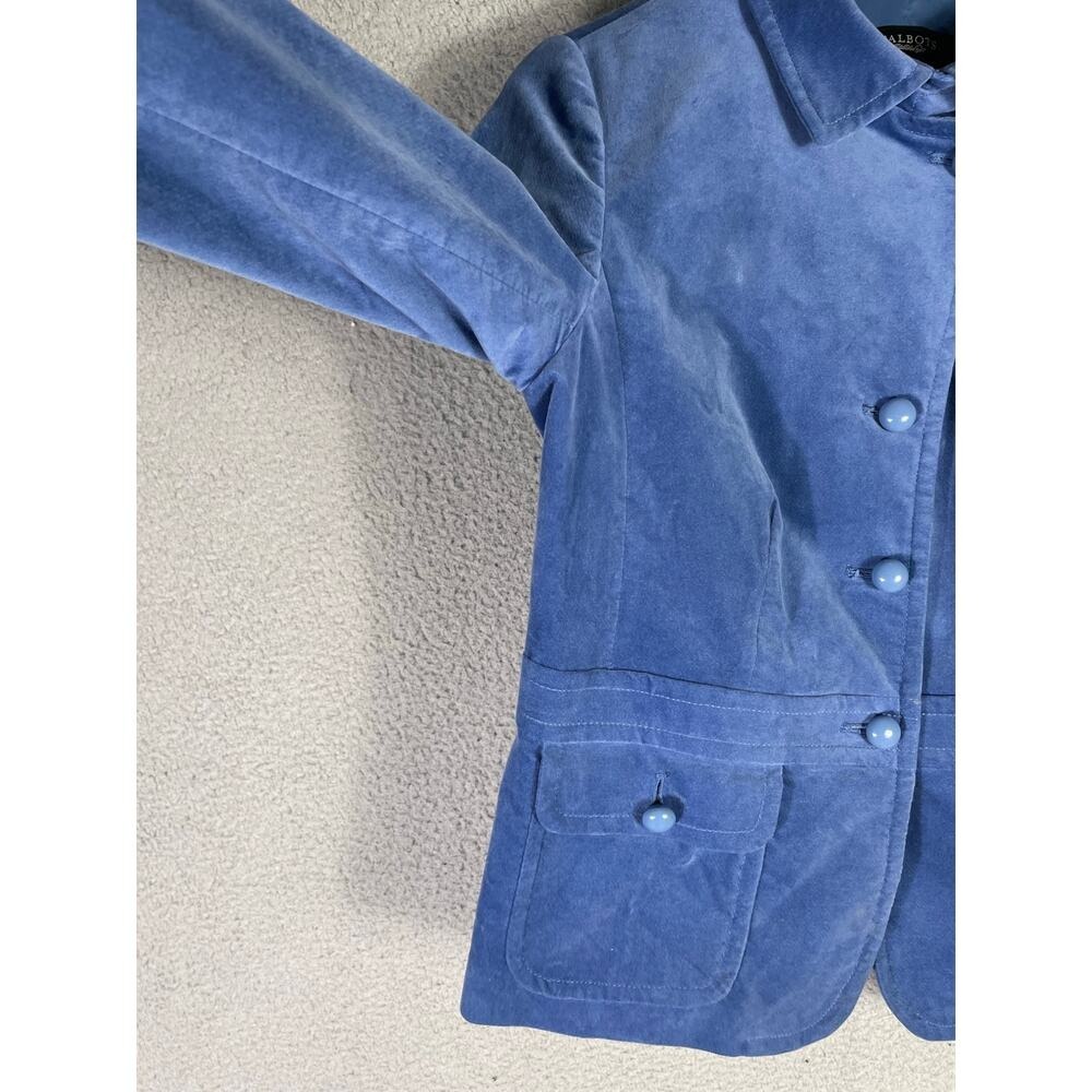 Talbots Womens Blue Corduroy Utility Jacket Mock Neck Button Front Size 8 - Picture 9 of 12